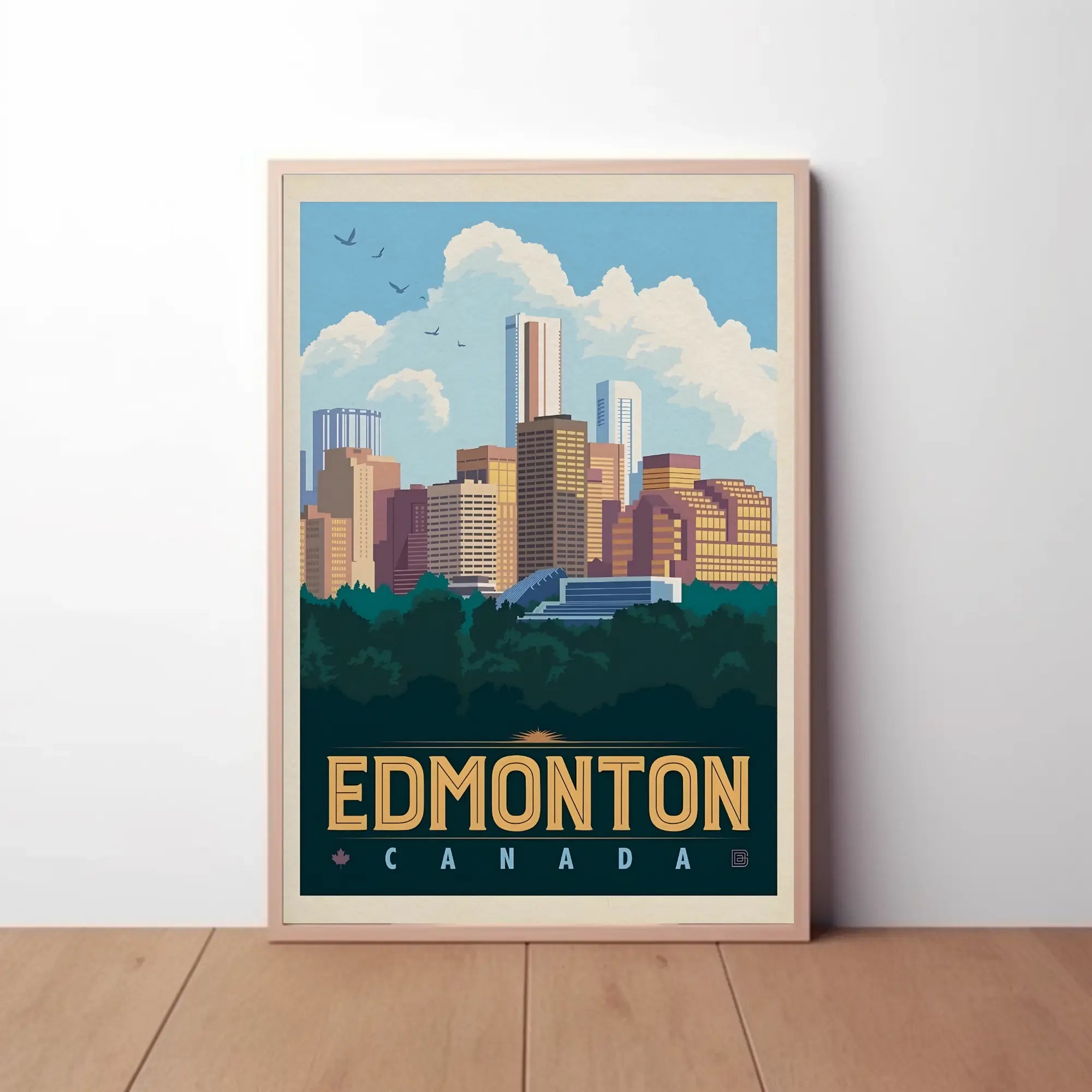 Edmonton Cityscape Vintage Travel Poster PosterGoat