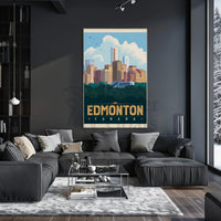 Edmonton Cityscape Vintage Travel Poster PosterGoat