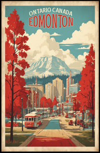 Edmonton Vintage Travel Cityscape Adventure Poster PosterGoat
