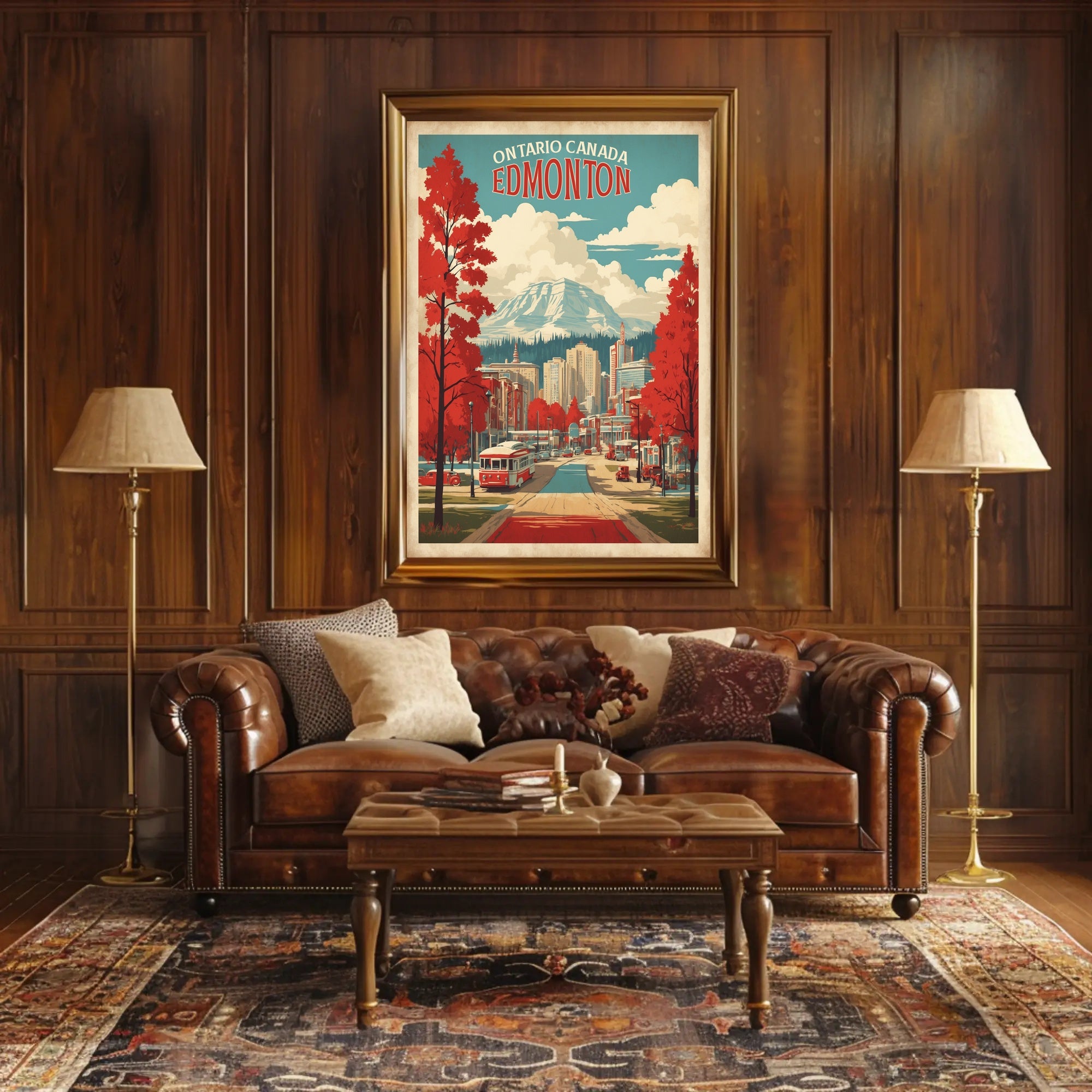 Edmonton Vintage Travel Cityscape Adventure Poster PosterGoat