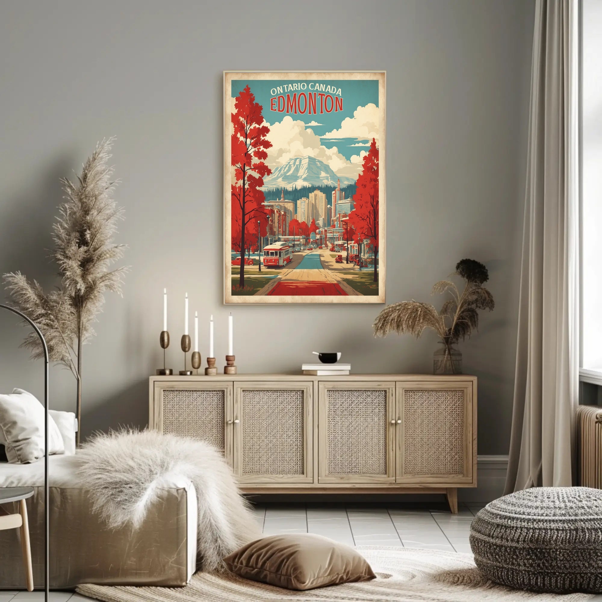 Edmonton Vintage Travel Cityscape Adventure Poster PosterGoat