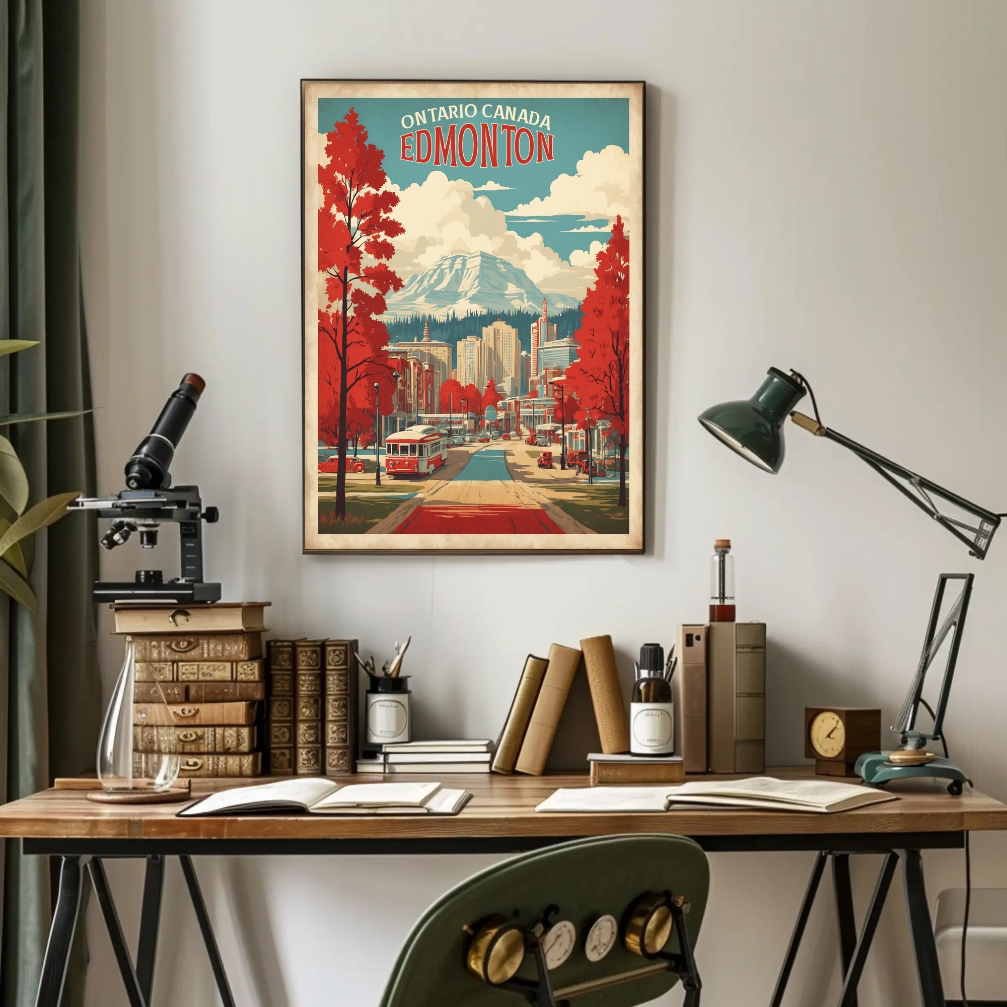 Edmonton Vintage Travel Cityscape Adventure Poster PosterGoat