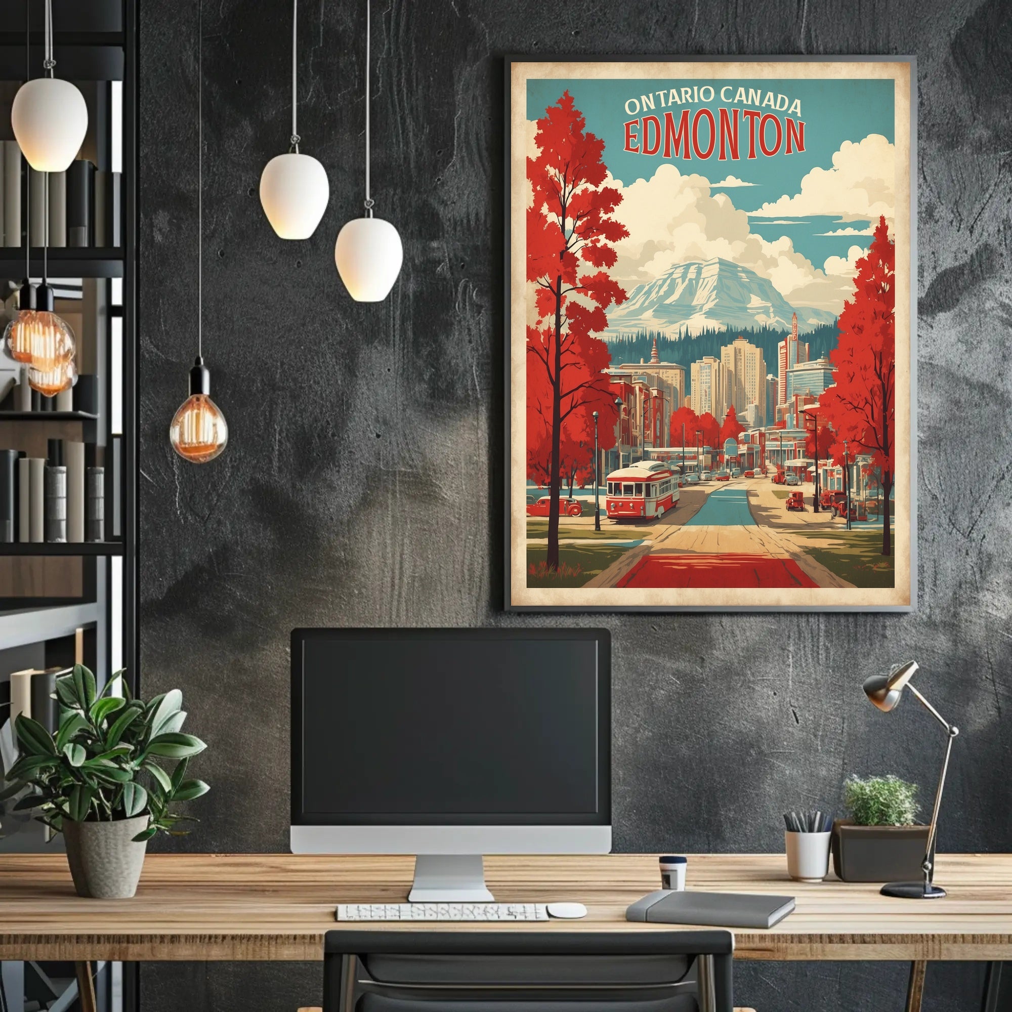 Edmonton Vintage Travel Cityscape Adventure Poster PosterGoat