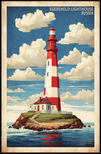 Egersheld Lighthouse Vintage Coastal Travel Poster PosterGoat