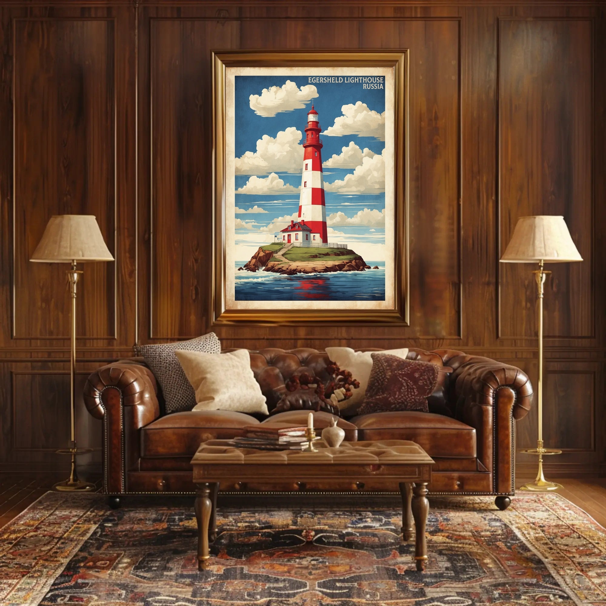 Egersheld Lighthouse Vintage Coastal Travel Poster PosterGoat
