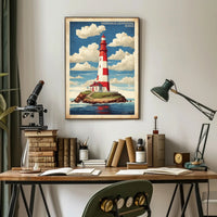 Egersheld Lighthouse Vintage Coastal Travel Poster PosterGoat