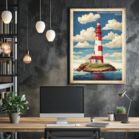 Egersheld Lighthouse Vintage Coastal Travel Poster PosterGoat