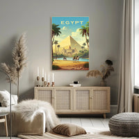 Egyptian Pyramids and Caravan Travel Poster PosterGoat
