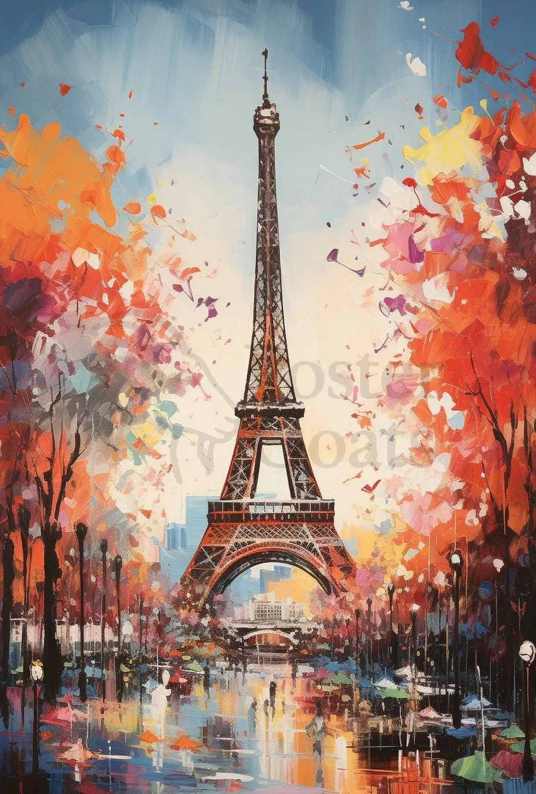 Eiffel Tower Autumn Impressionist Travel Poster PosterGoat