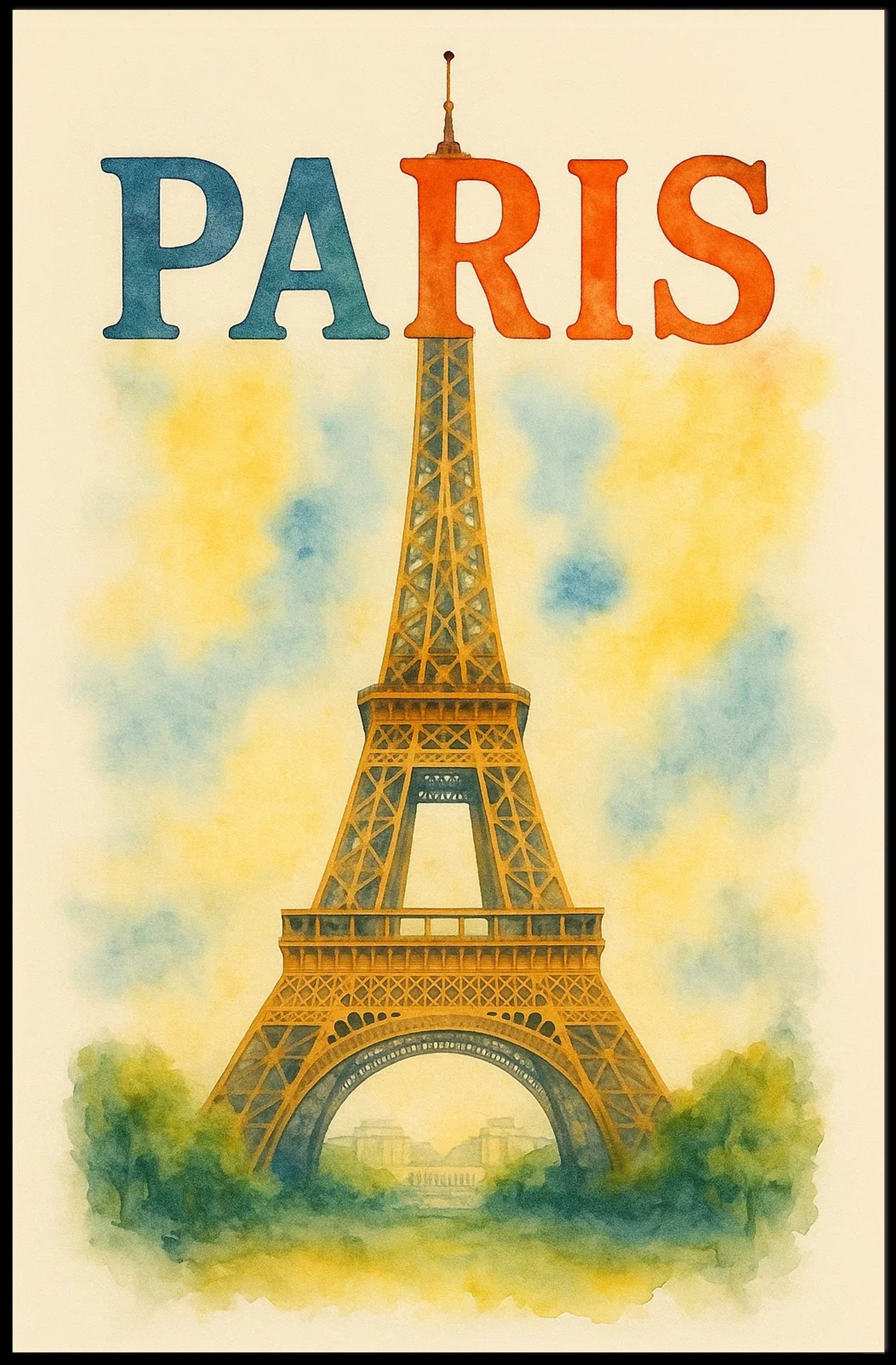 Eiffel Tower Vibrant Romantic Travel Poster PosterGoat