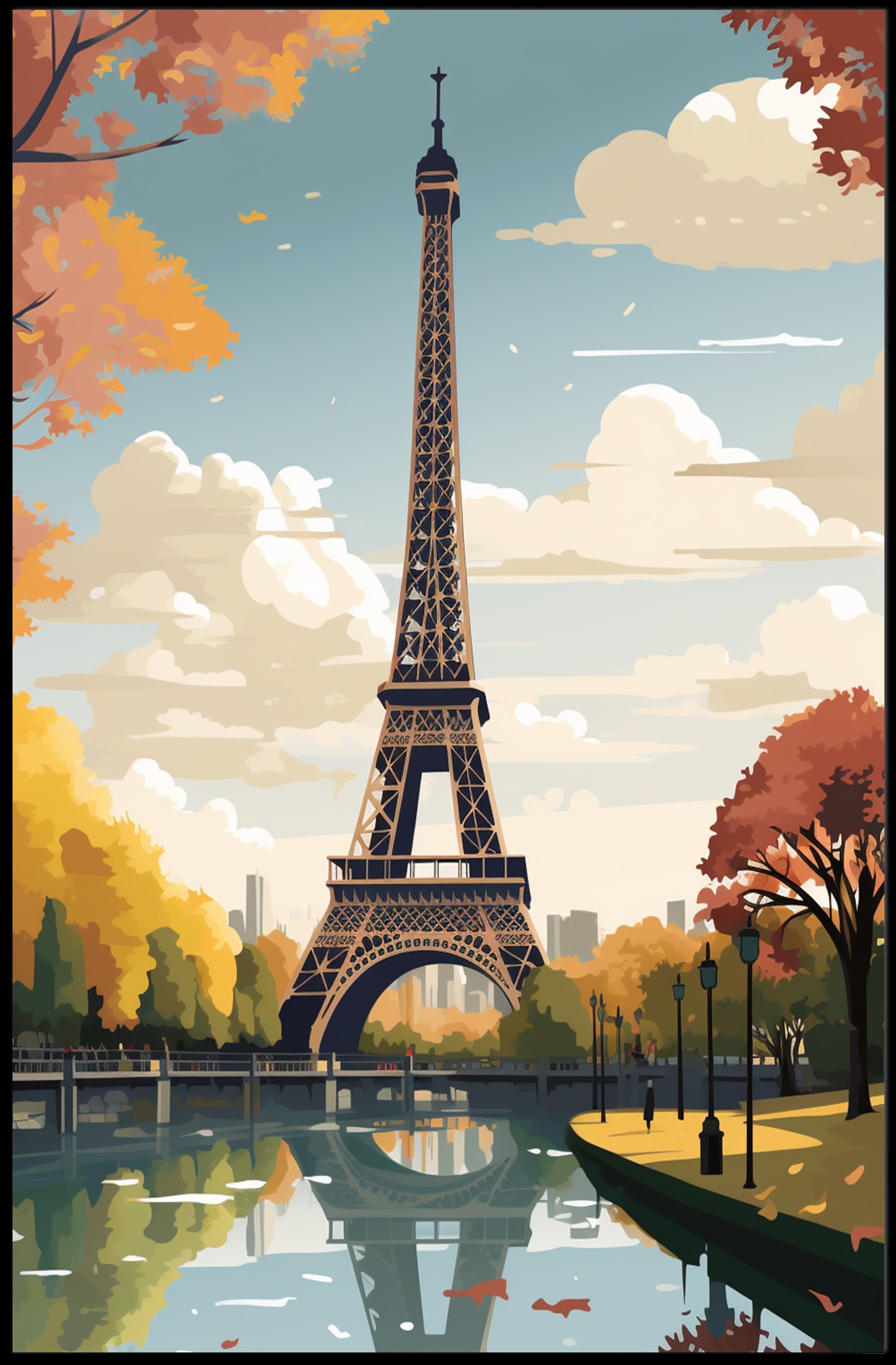 Eiffel Tower in Autumnal Scene Travel Poster PosterGoat