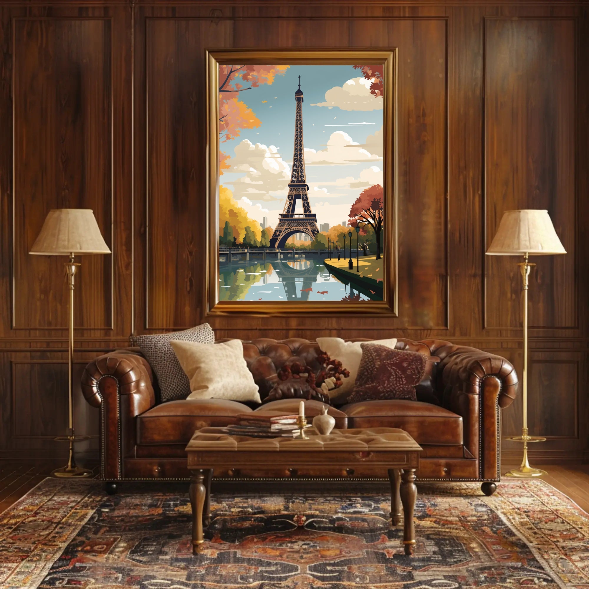 Eiffel Tower in Autumnal Scene Travel Poster PosterGoat