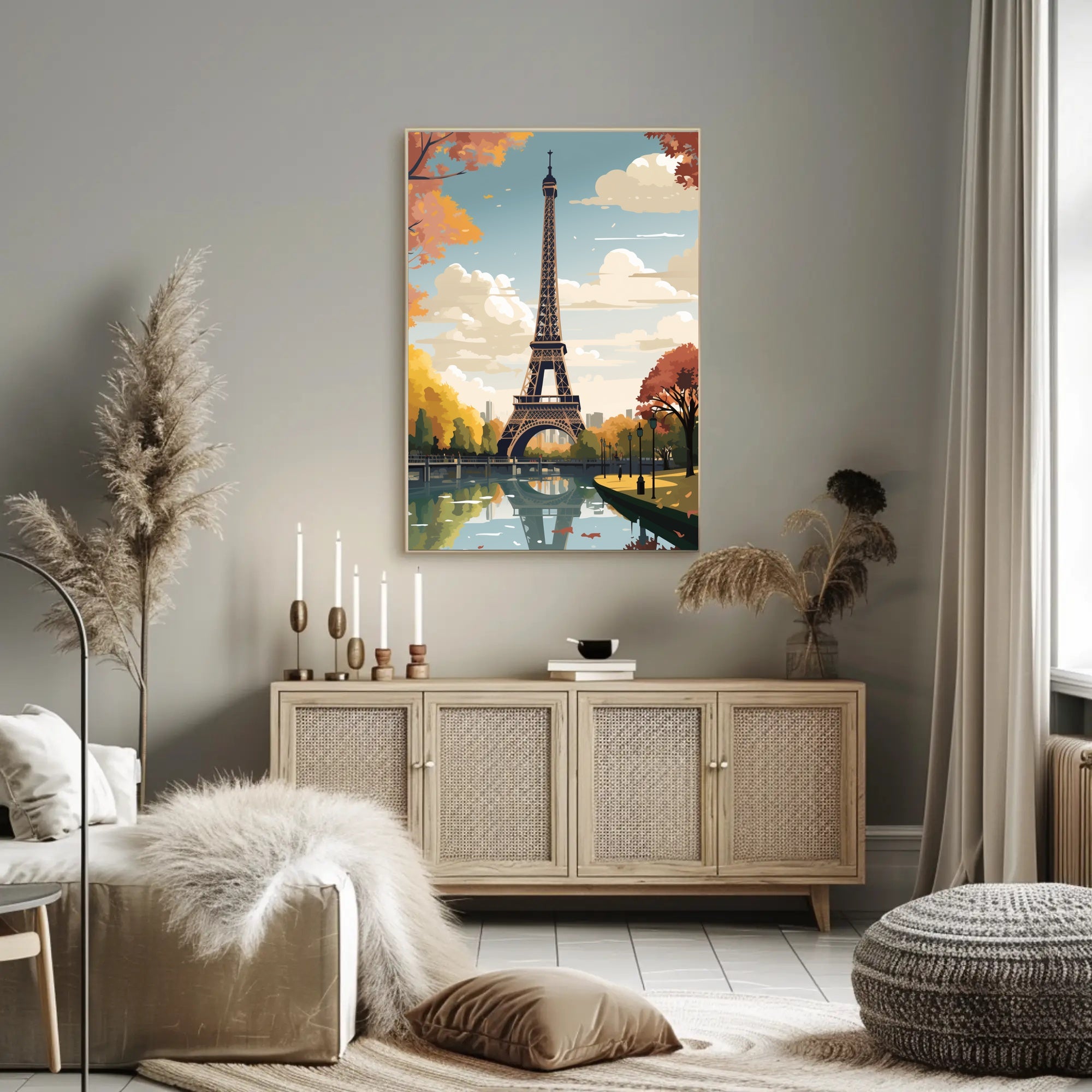 Eiffel Tower in Autumnal Scene Travel Poster PosterGoat