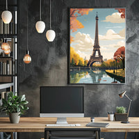Eiffel Tower in Autumnal Scene Travel Poster PosterGoat