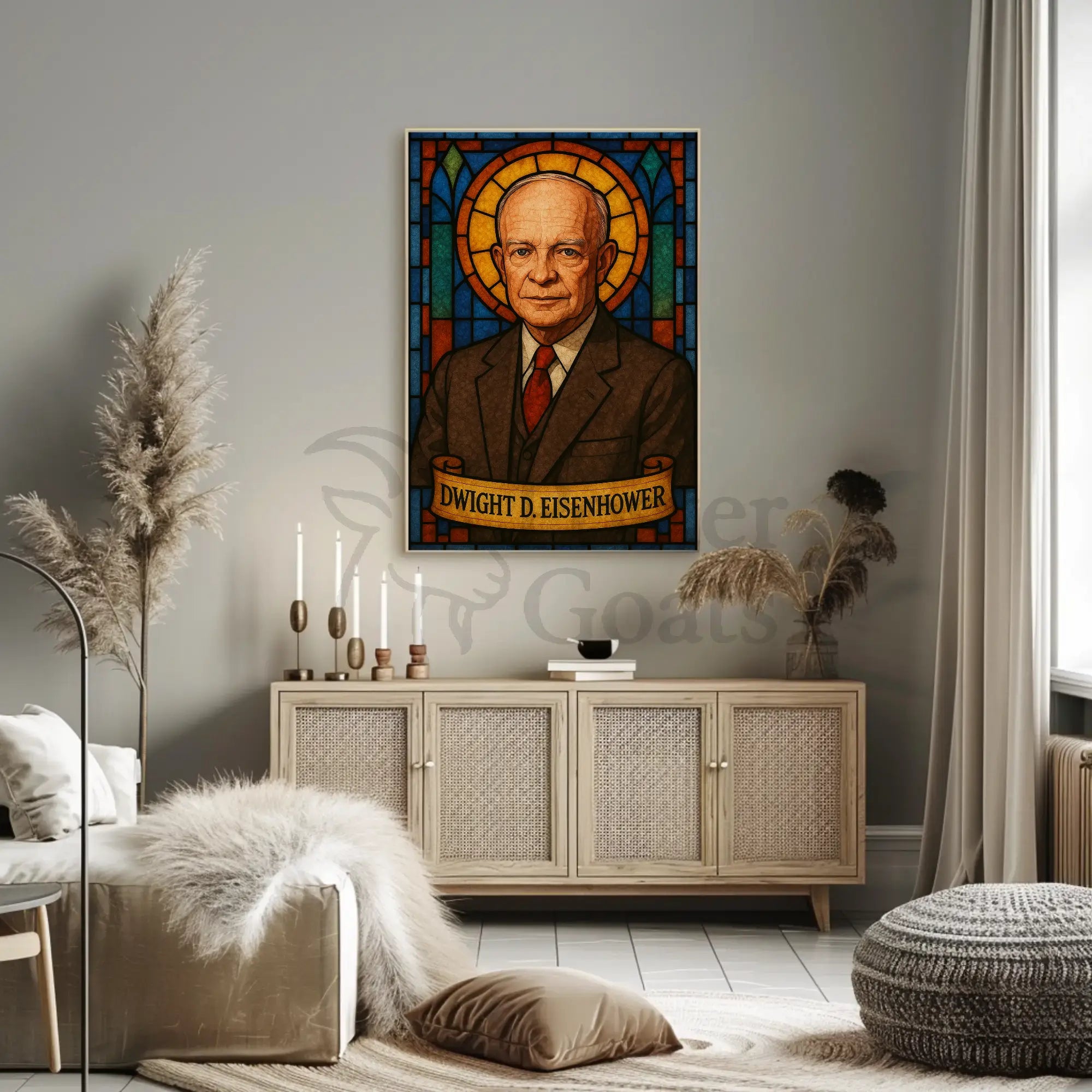 Eisenhower Legacy in Stained Glass Presidential Poster PosterGoat