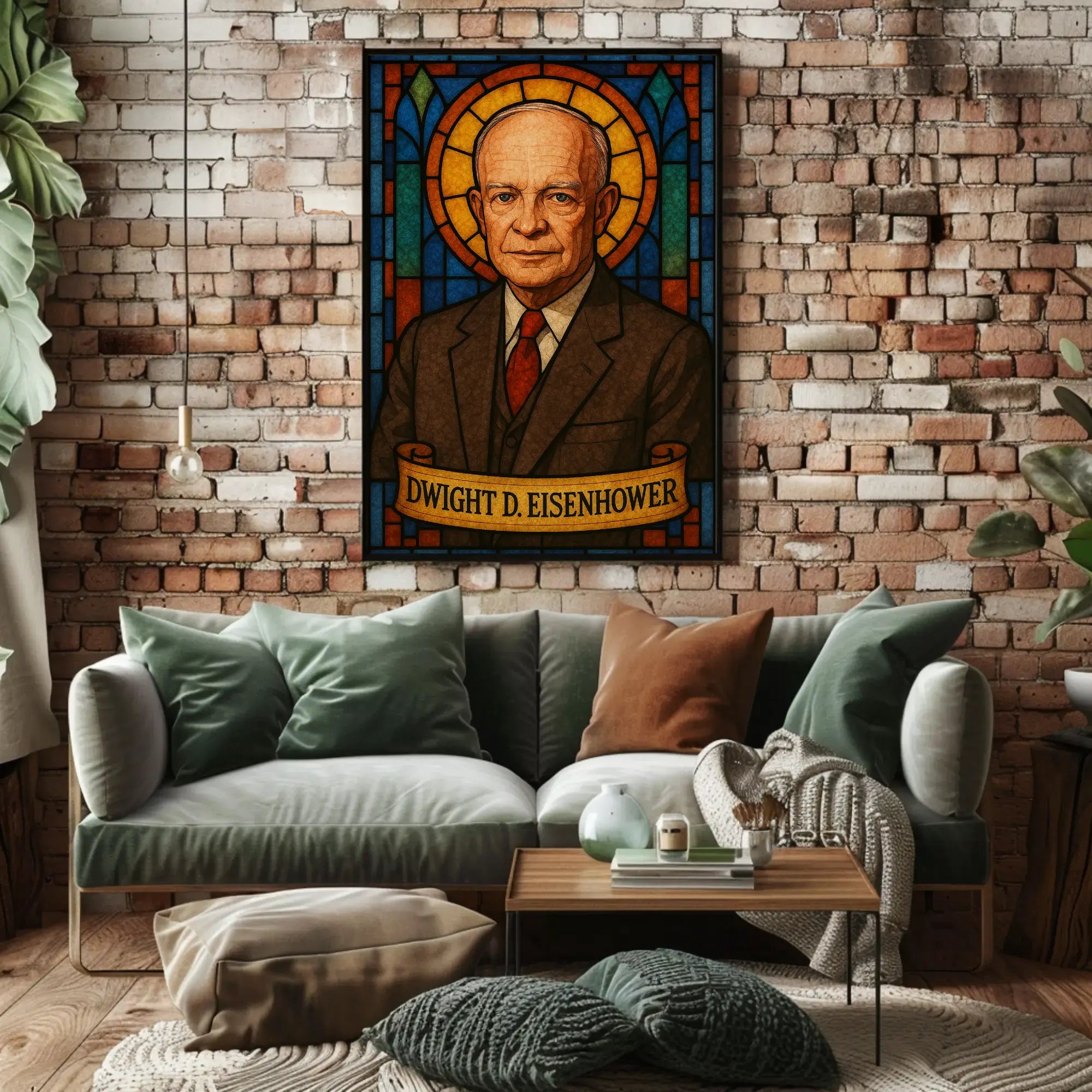 Eisenhower Legacy in Stained Glass Presidential Poster PosterGoat