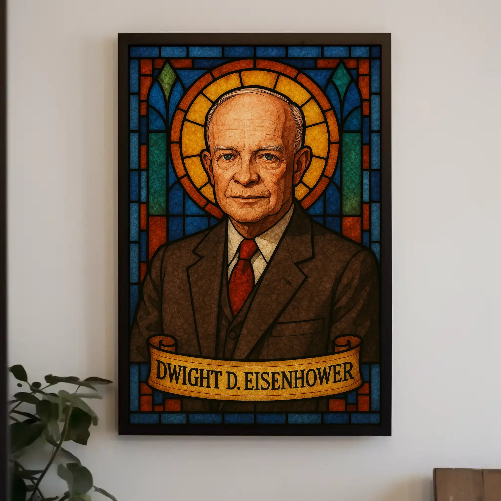 Eisenhower Legacy in Stained Glass Presidential Poster PosterGoat