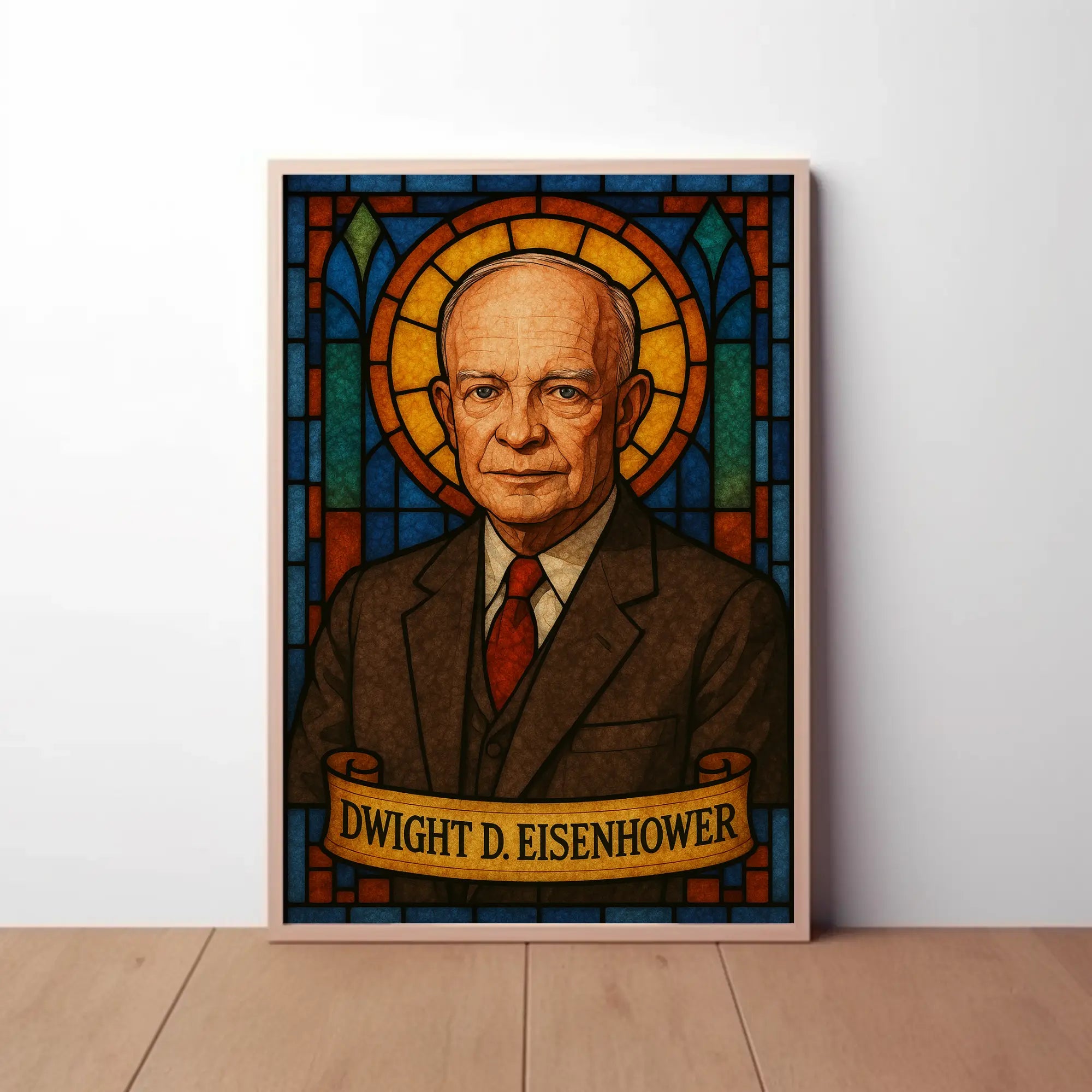 Eisenhower Legacy in Stained Glass Presidential Poster PosterGoat