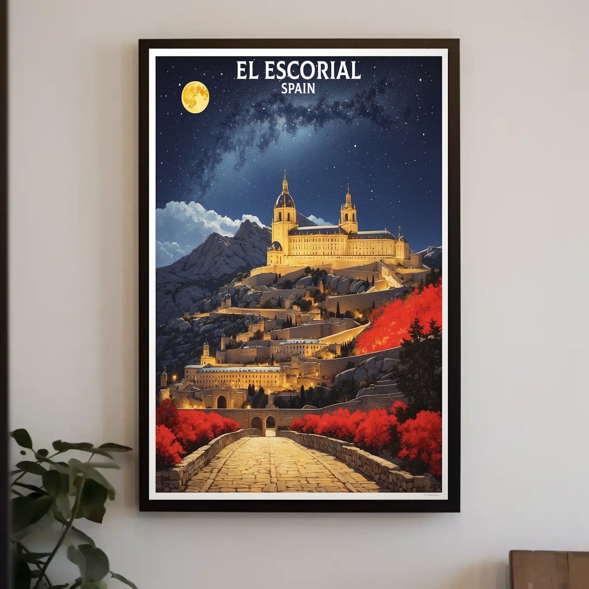 El Escorial Under Moonlit Sky Cultural or Heritage Poster PosterGoat