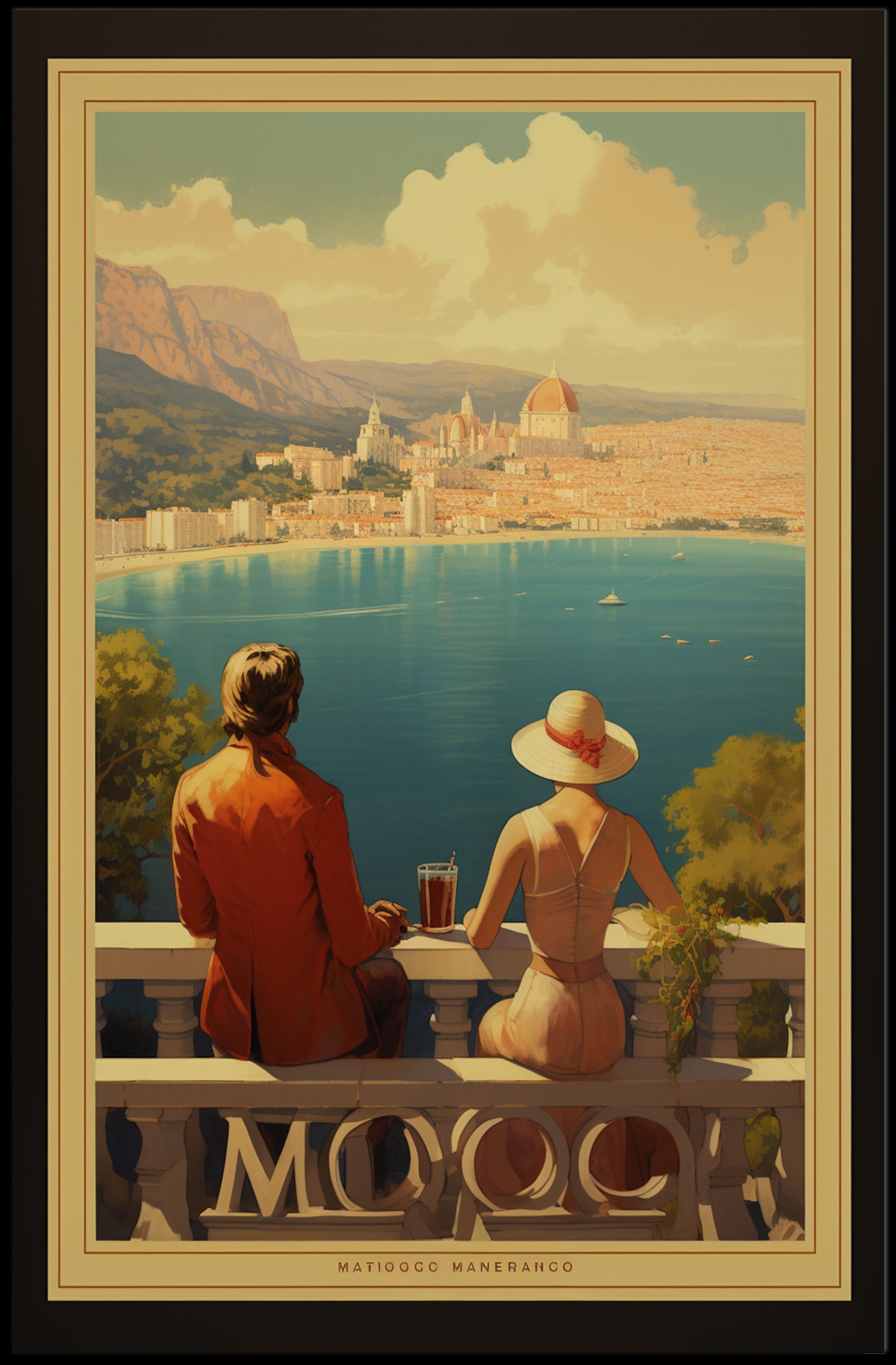 Elegant Mediterranean Balcony Scene: Travel Poster PosterGoat