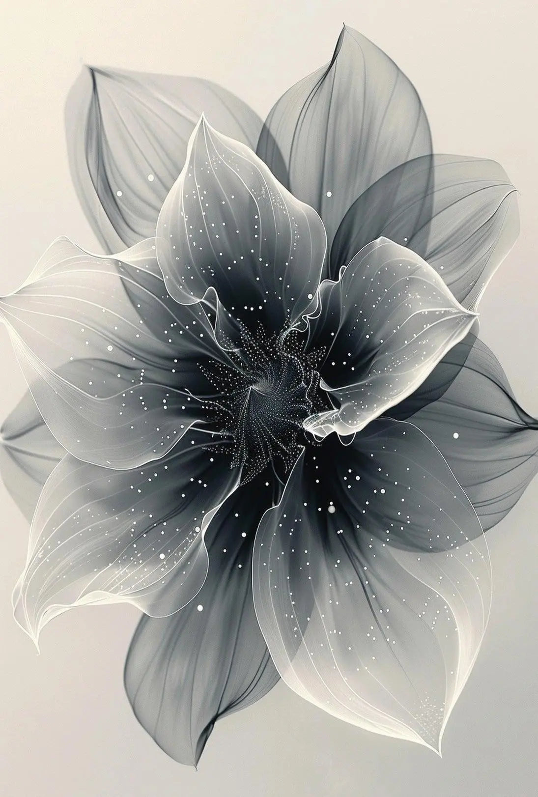 Elegant Monochrome Flower Art Print - Abstract, Artistic Poster PosterGoat