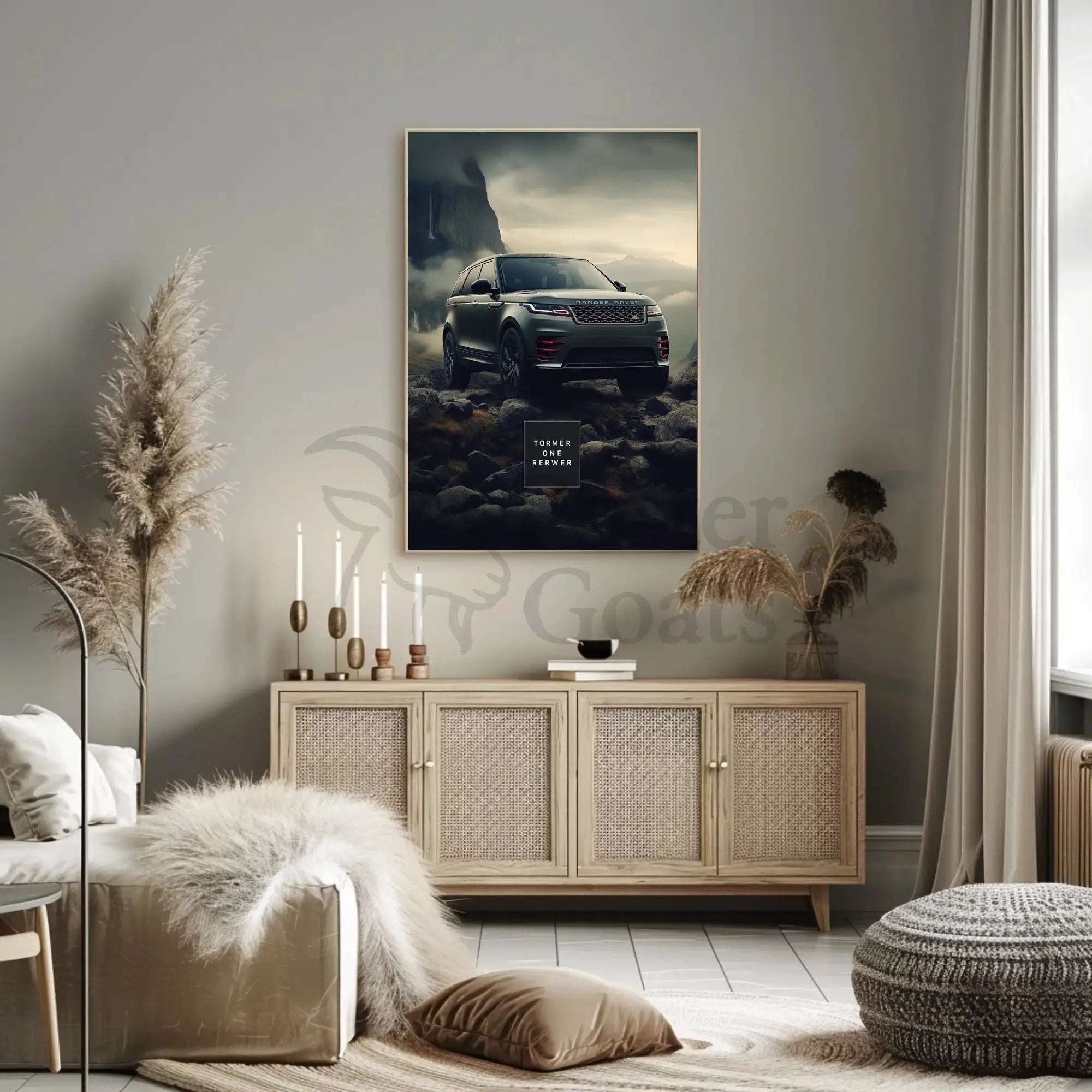 Elegant SUV in Majestic Mountains - Travel Poster PosterGoat