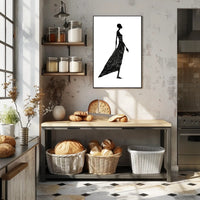 Elegant Silhouette in Flowing Dress Artistic Poster PosterGoat