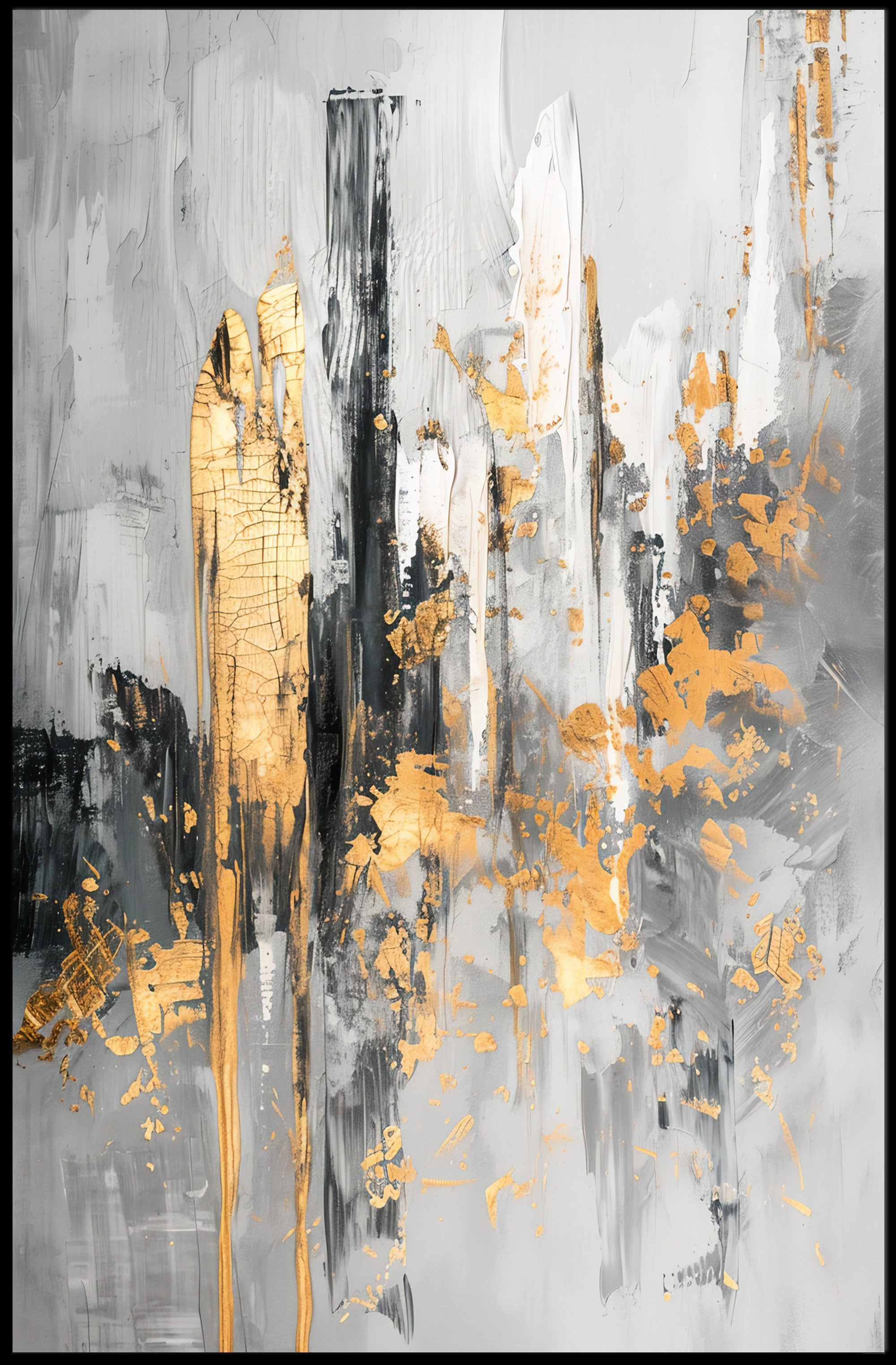 Elegant Urban Skyline with Gold Accents Abstract or Artistic Poster PosterGoat