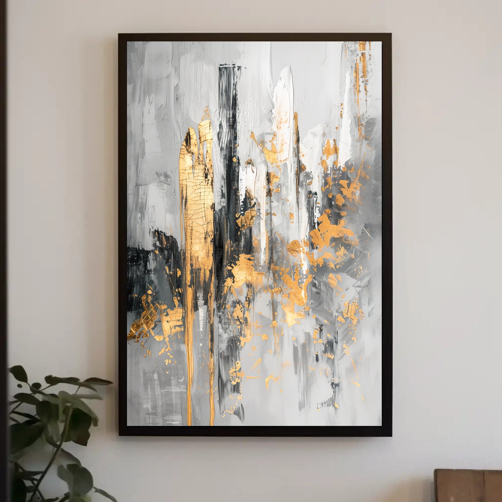 Elegant Urban Skyline with Gold Accents Abstract or Artistic Poster PosterGoat
