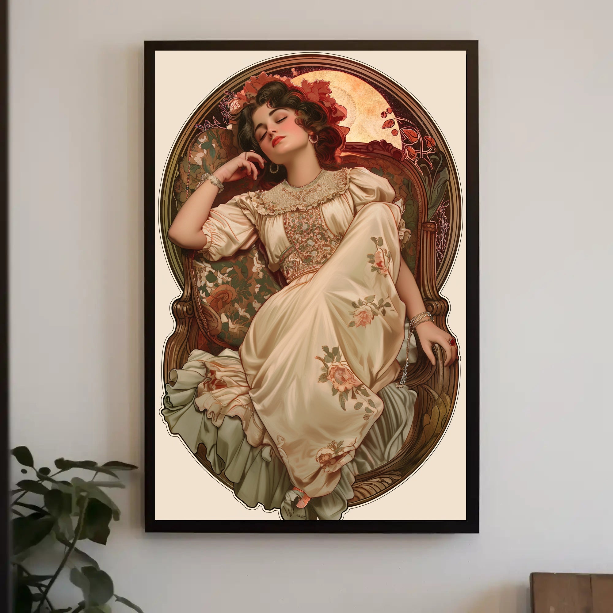 Elegant Vintage Woman in Art Nouveau Artistic Poster PosterGoat