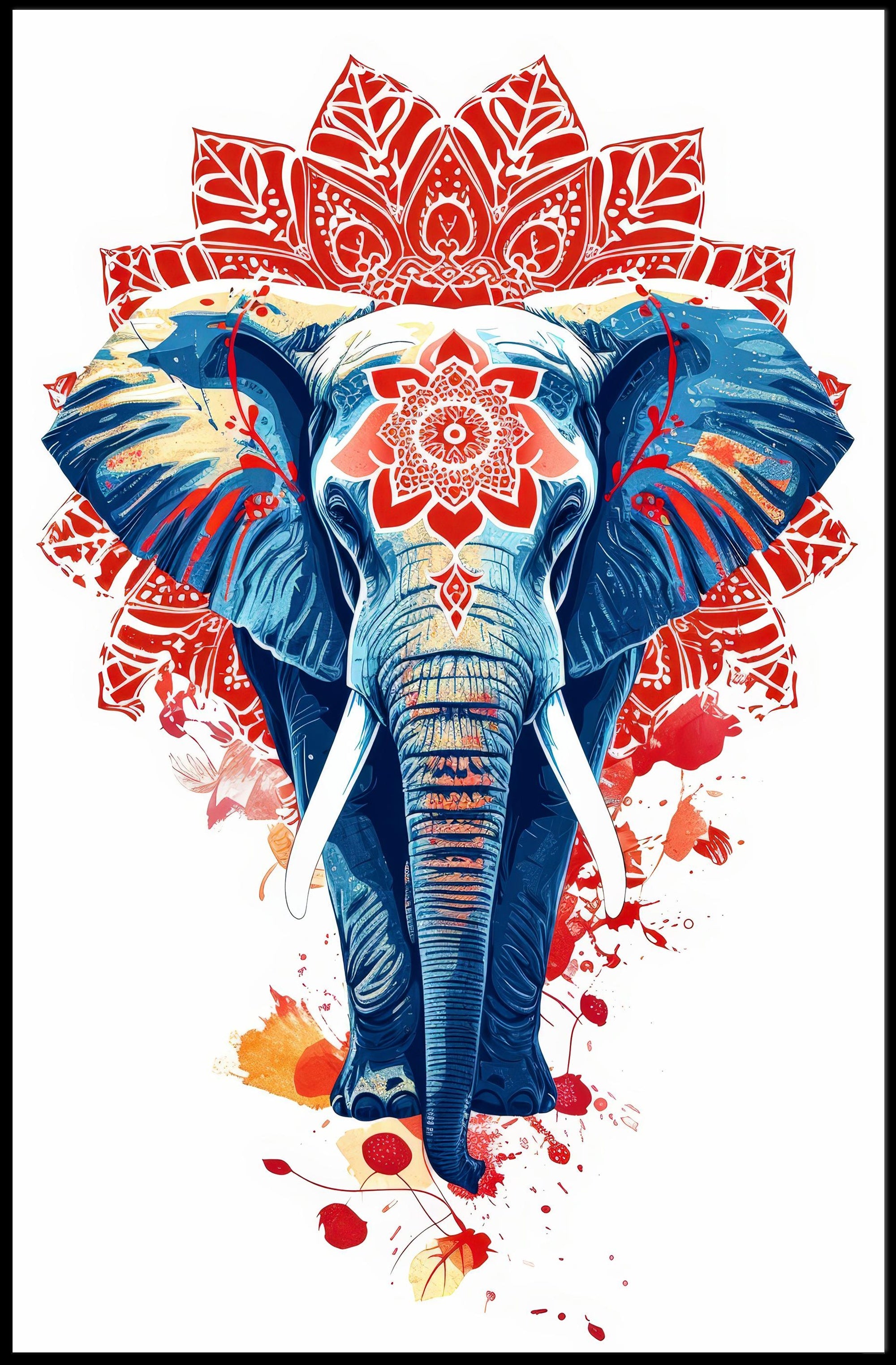 Elephant Mandala Art: Vibrant Abstract or Artistic Poster PosterGoat