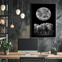 Elephants and Earth in Monochrome Animal Poster PosterGoat