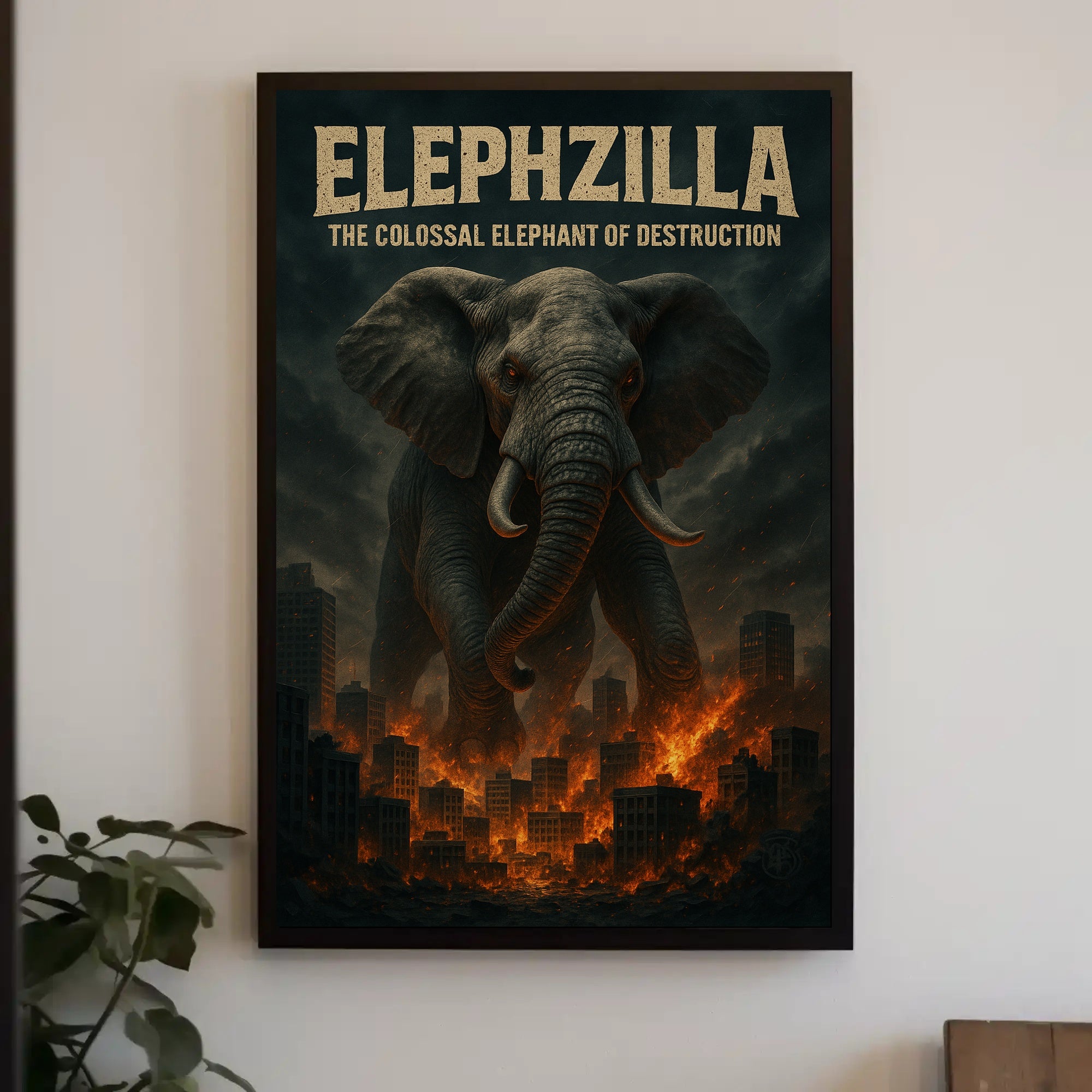 Elephzilla Colossal Elephant Poster Art Print PosterGoat