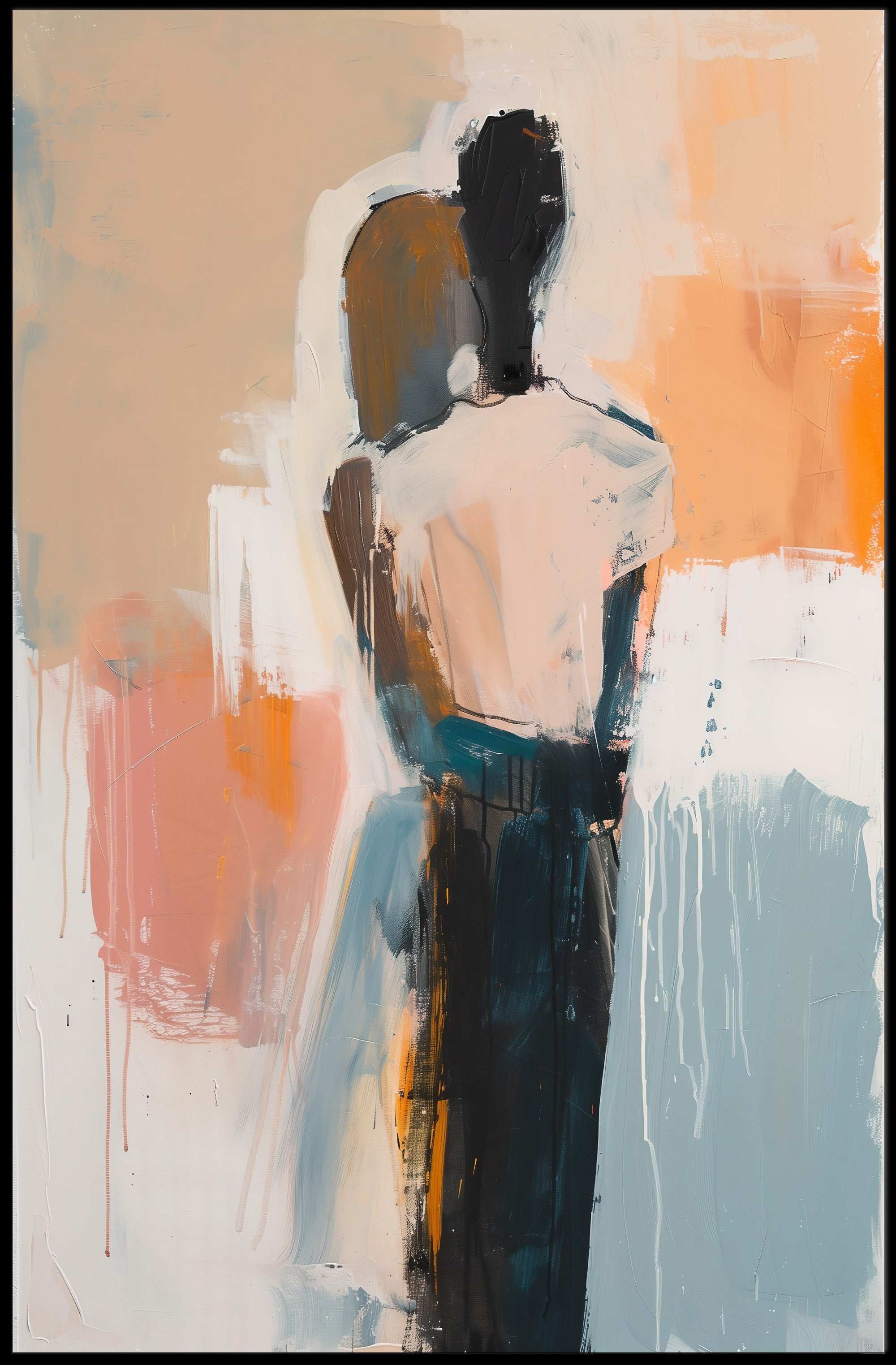 Embracing Figures in Fluid Motion Abstract or Artistic Poster PosterGoat