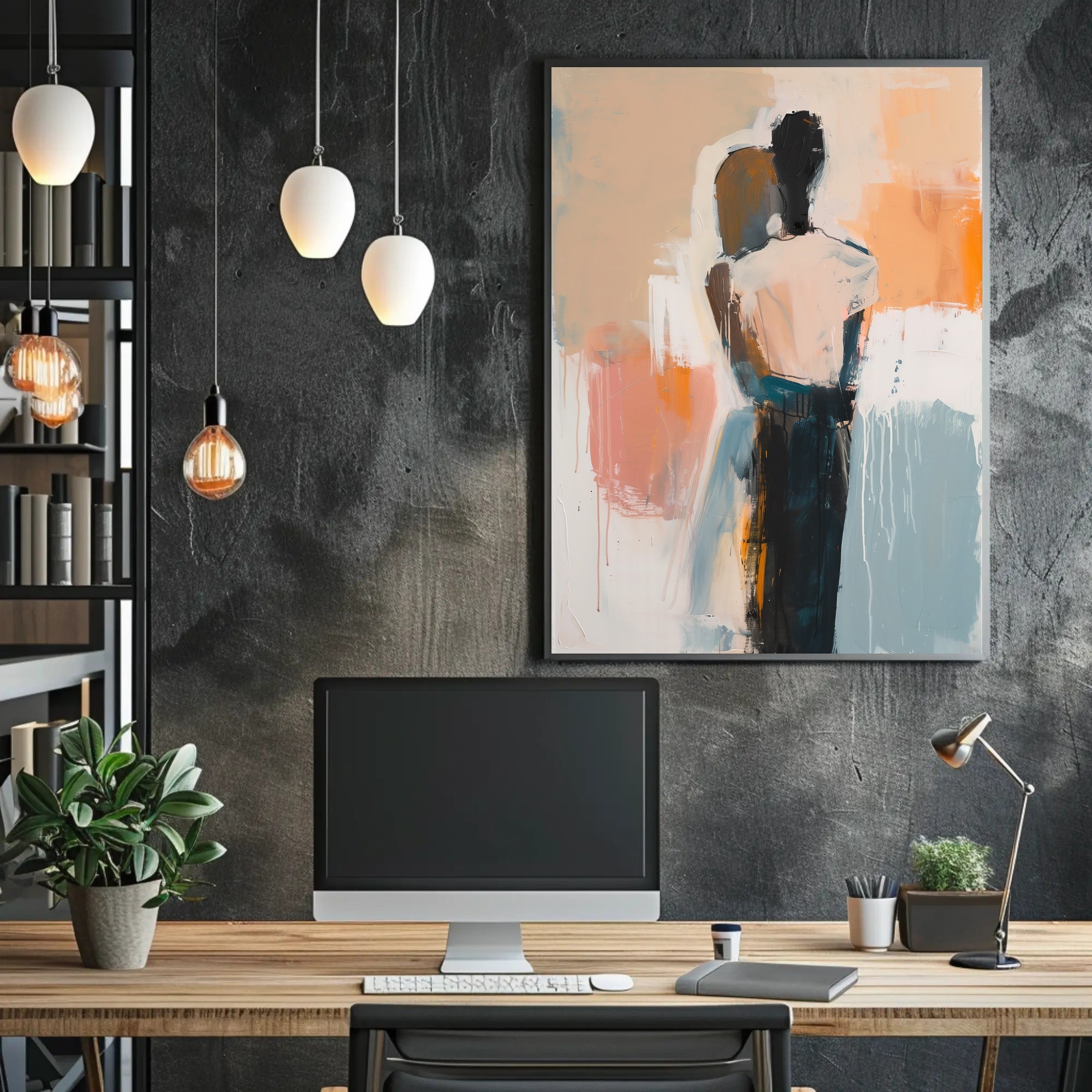 Embracing Figures in Fluid Motion Abstract or Artistic Poster PosterGoat