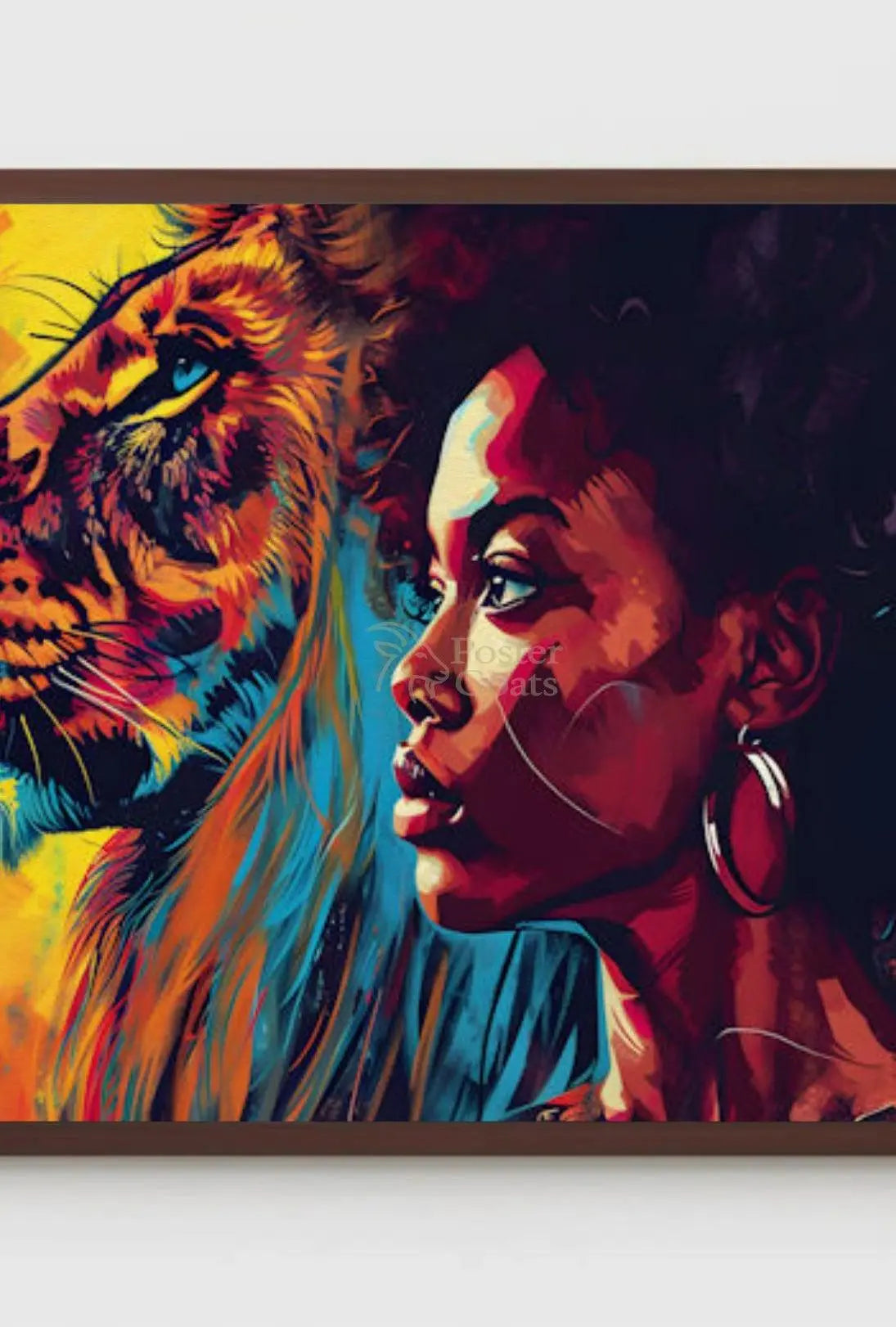 Empowered Woman Lion Portrait Artistic Poster PosterGoat