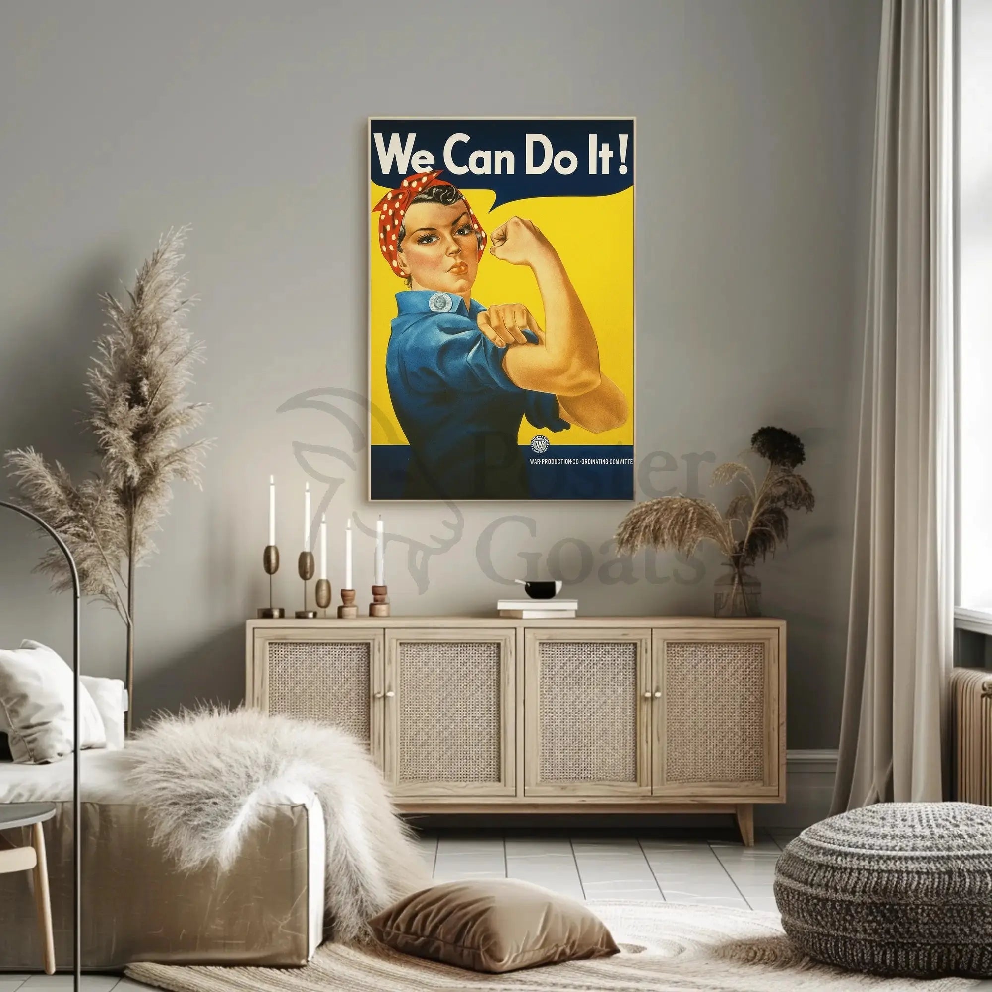 Empowering Rosie the Riveter WWII Propaganda Poster PosterGoat