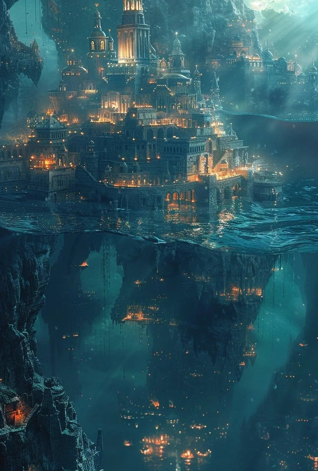Enchanted Atlantis Fantasy Cityscape Art Poster PosterGoat