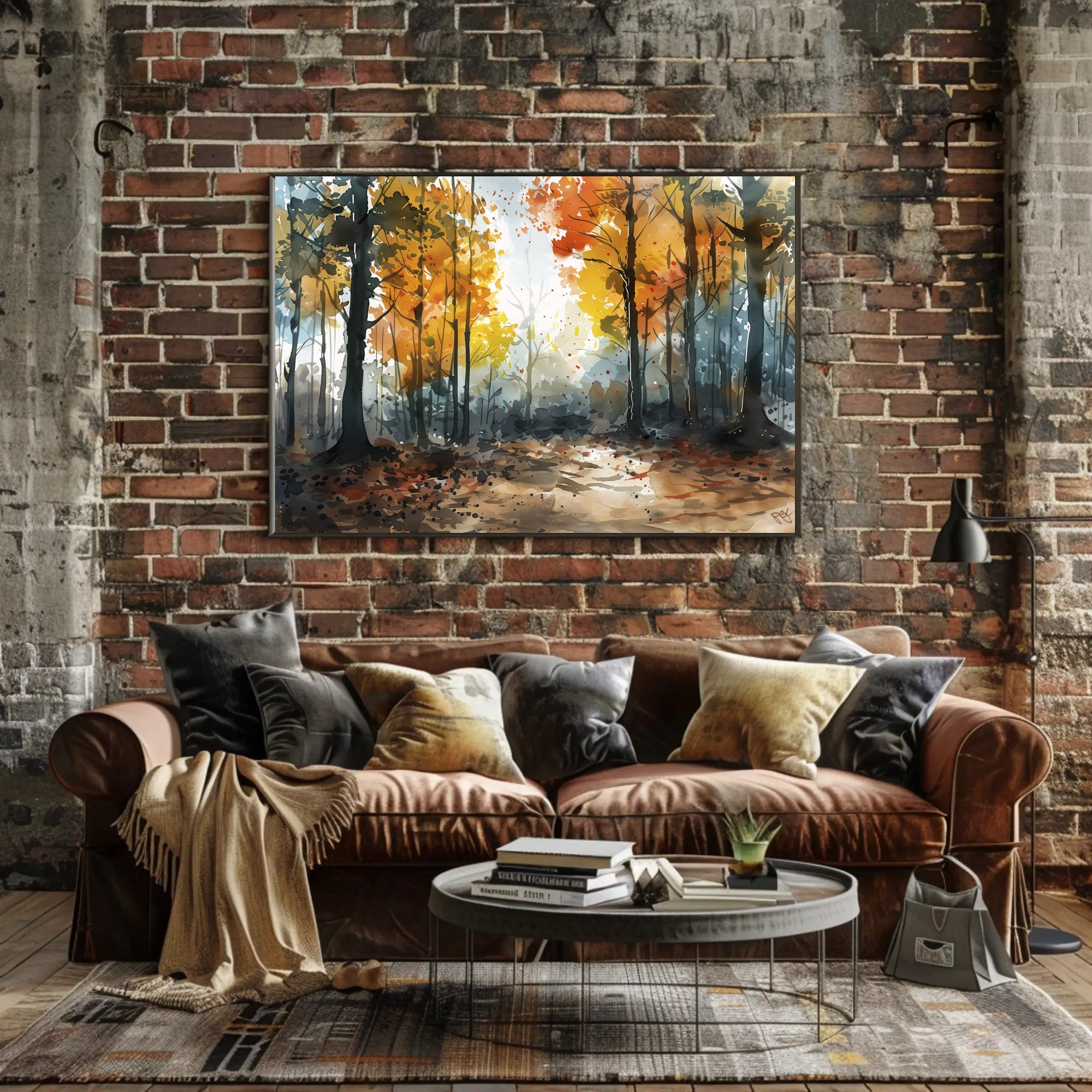 Enchanted Autumn Forest Watercolor Artistic Poster PosterGoat