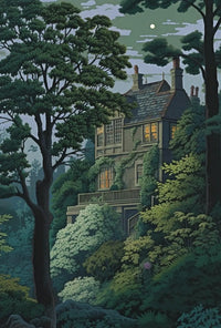 Enchanted Forest House Illustration Art Poster PosterGoat