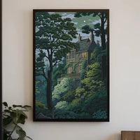 Enchanted Forest House Illustration Art Poster PosterGoat