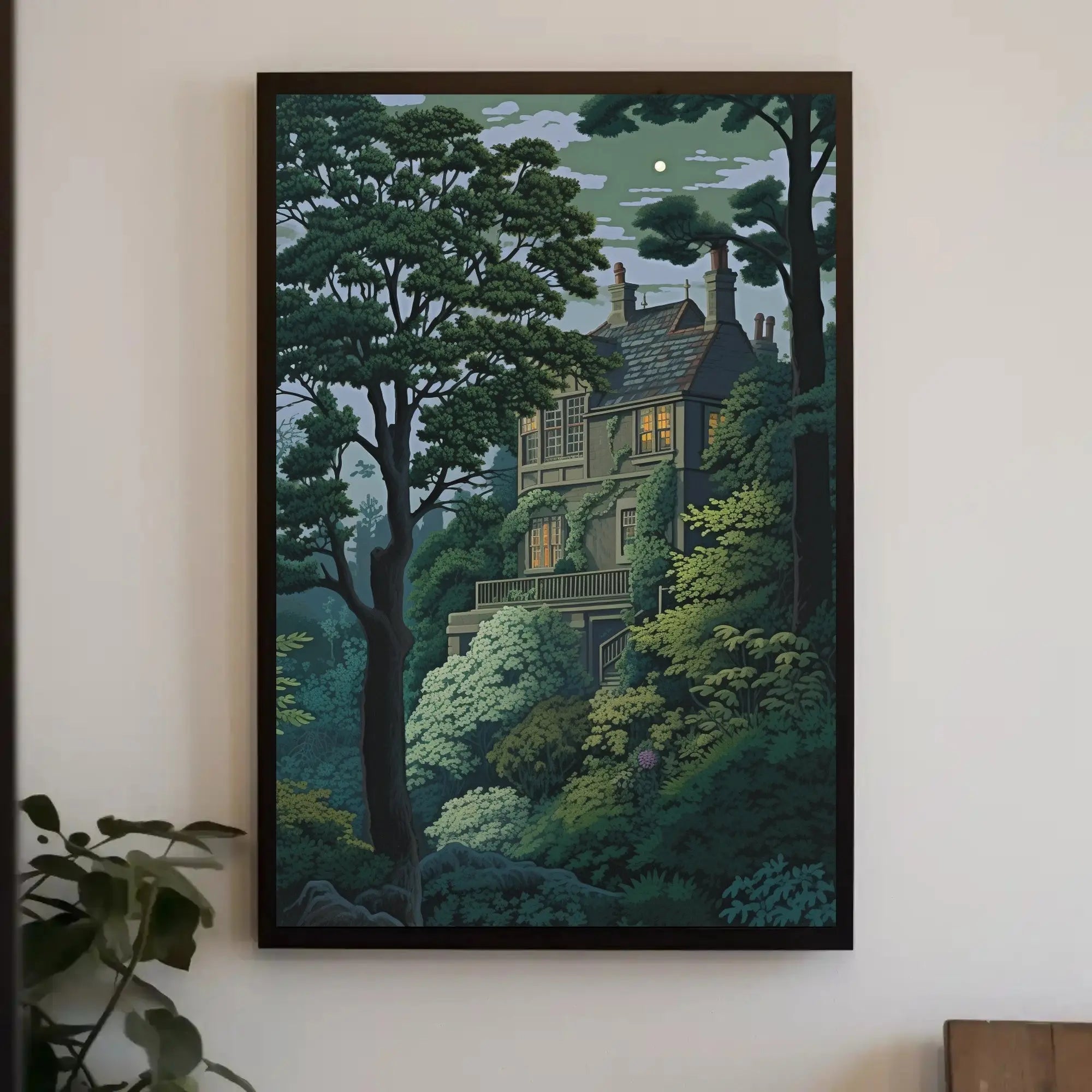 Enchanted Forest House Illustration Art Poster PosterGoat