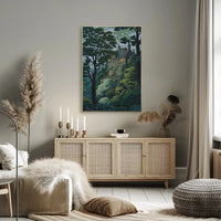 Enchanted Forest House Illustration Art Poster PosterGoat