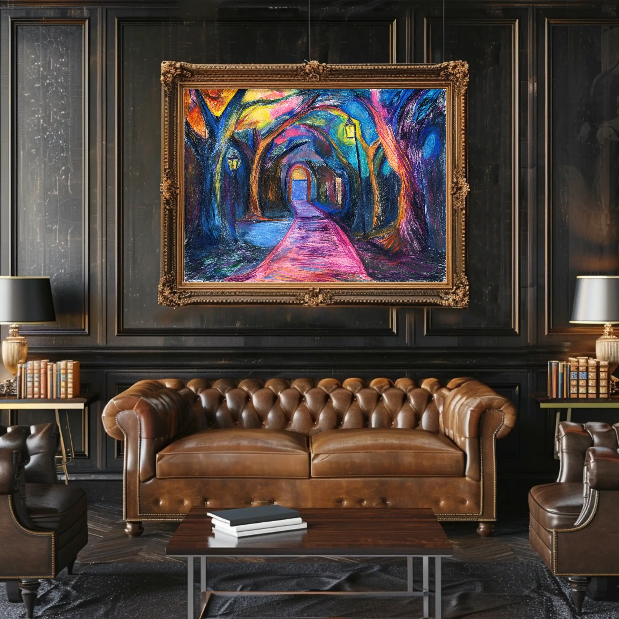 Enchanted Night Pathway Abstract Artistic Poster PosterGoat