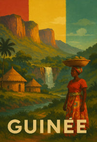 Enchanting Guinea: Vintage Rural Scene Travel Poster PosterGoat