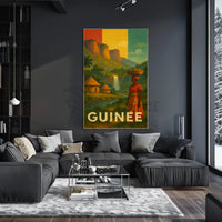 Enchanting Guinea: Vintage Rural Scene Travel Poster PosterGoat