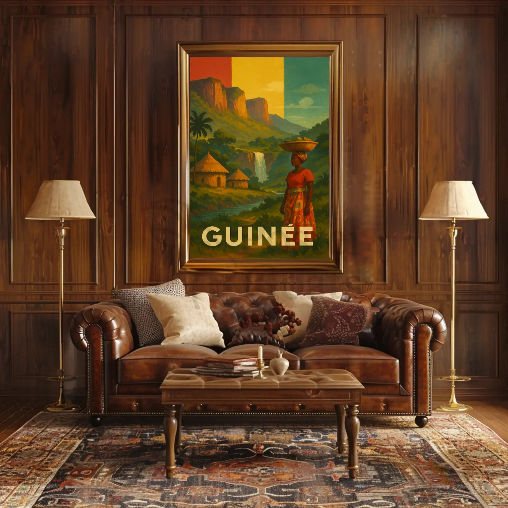 Enchanting Guinea: Vintage Rural Scene Travel Poster PosterGoat