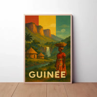 Enchanting Guinea: Vintage Rural Scene Travel Poster PosterGoat