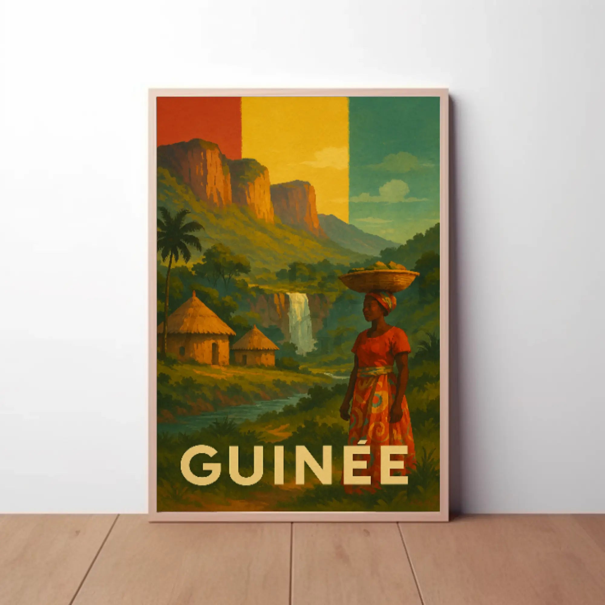 Enchanting Guinea: Vintage Rural Scene Travel Poster PosterGoat