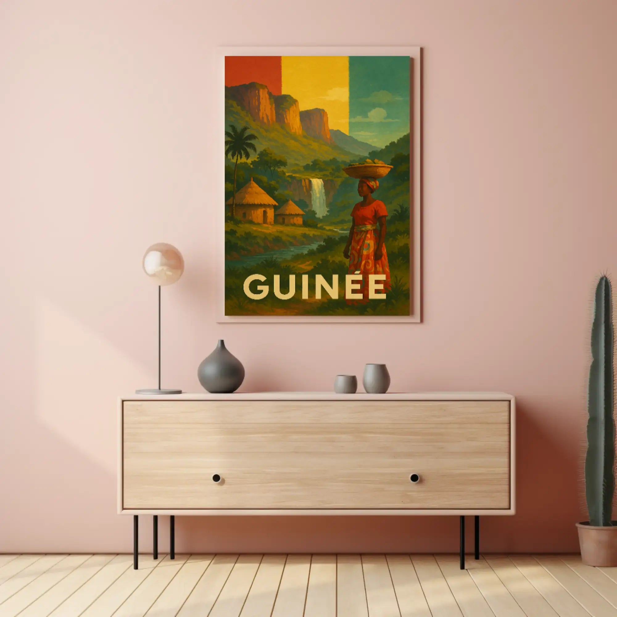 Enchanting Guinea: Vintage Rural Scene Travel Poster PosterGoat